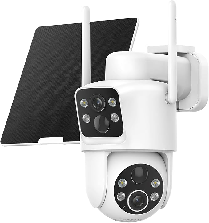 TKENPRO Dual Lens Solar Security Cameras Wireless Outdoor, 2K Full HD Video by TKENPROPetTreatCamera