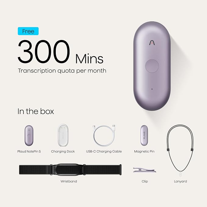 Plaud NotePin S AI Voice Recorder, Wearable AI Notetaker, AI Transcribe & - Image 9
