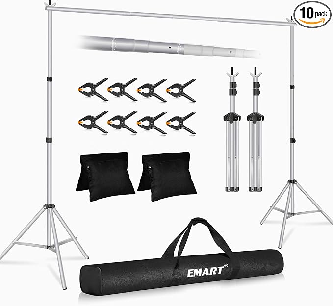 EMART Backdrop Stand 10x8.5ft Photo Studio Adjustable Background Stand Support by EMART