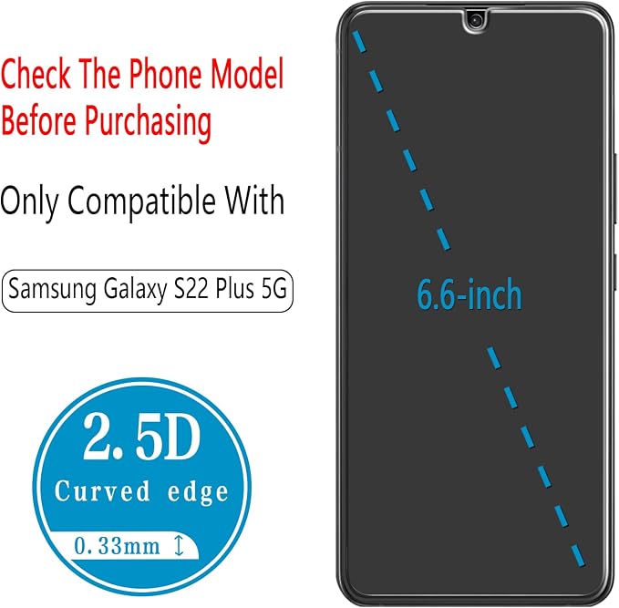 2 Pack Screen Protector for Samsung Galaxy S22 Plus 5G Tempered Glass - Image 3