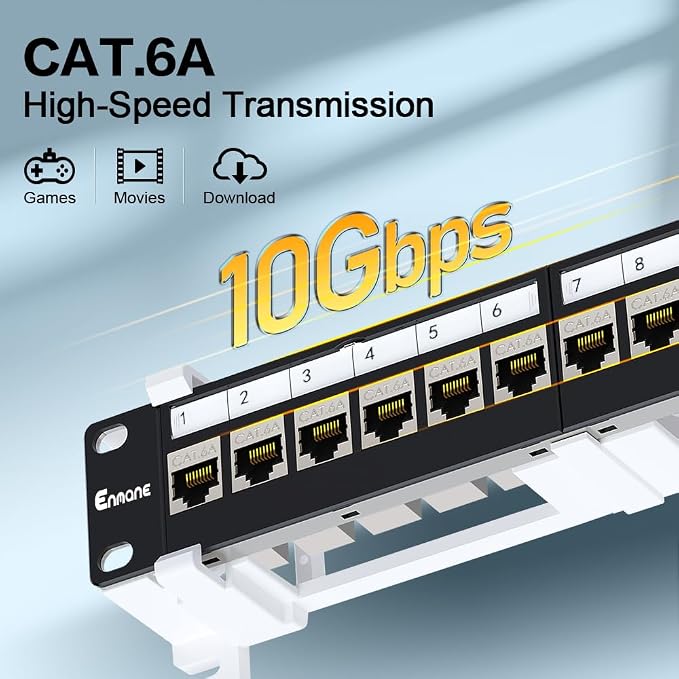 12 Port Patch Panel CAT6a Patch Panel Wall Mount 10 Inch Bracket Included - Image 4