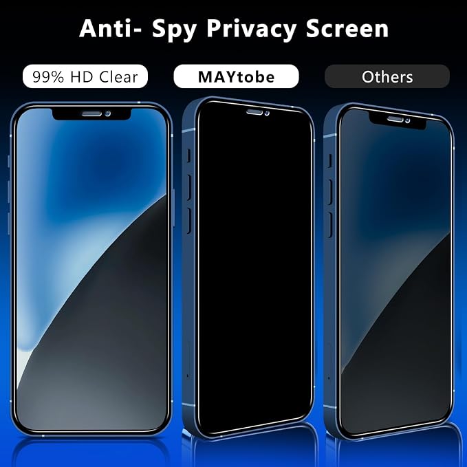 MAYtobe [2+2 Pack Designed for iPhone 12 Privacy Screen Protector, Privacy - Image 3