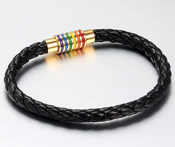 Nanafast Titanium Stainless Steel Rainbow LGBT Pride Bracelet Handmade Braided - Image 4