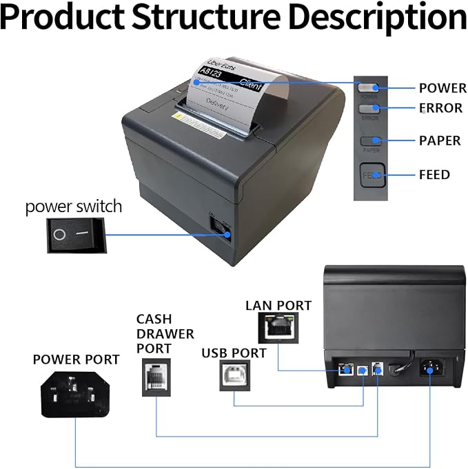 MR.BOSS Thermal Receipt Printer PaperWidth 3” Cash Register Dual WiFi Bluetooth - Image 9