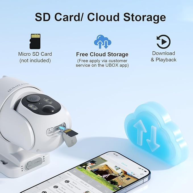 HOSAFE.COM Outdoor Security Camera Wireless, Free Cloud Storage, 360° PTZ - Image 5