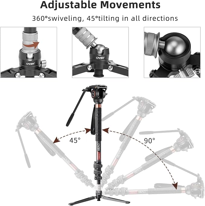 Cayer Monopod Camera Stand, Carbon Fiber Telescopic Monopods Kit - Image 4