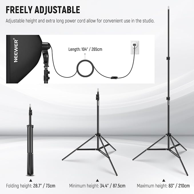 NEEWER 2Pcs 24"x24" 900W Equivalent Softbox Lighting Kit - Image 8