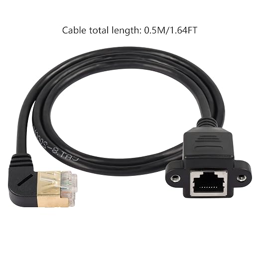 SinLoon 90 Degree Left Angle Cat8 LAN Cable, RJ45 Male to Female Shielded - Image 5