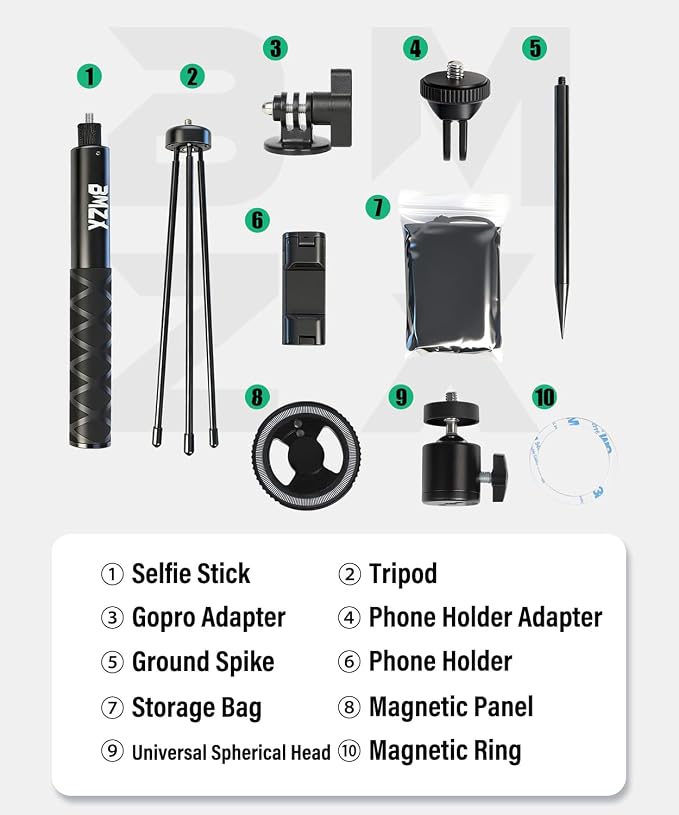 BMZX Golf Tripod Monopod, Magnetic Phone Holder, 1/4"-20 Screw, Carry Bag | - Image 9