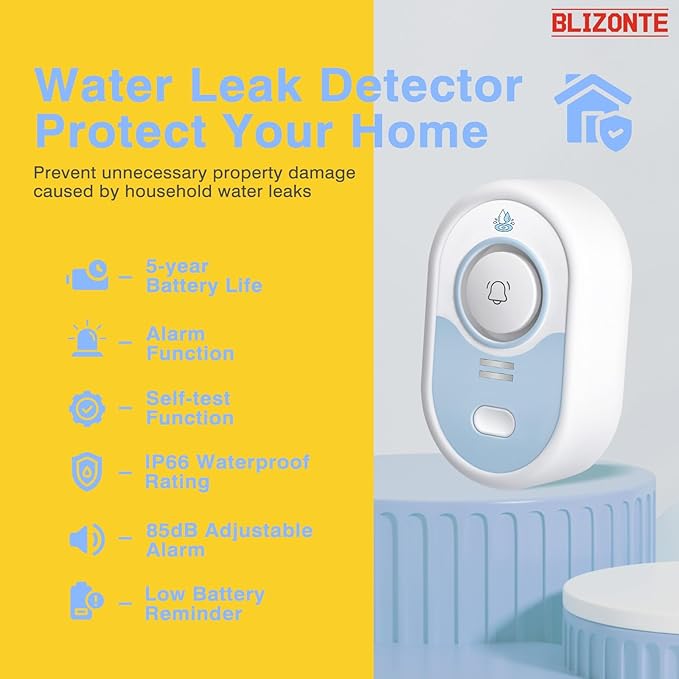 Water Leak Detector 5 Pack, 5-Year Battery Life, Water Alarm - Image 2