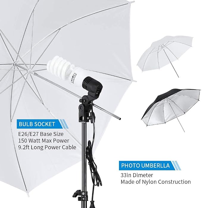 Photo Lighting Kit, 2M x 3M/6.6ft x 9.8ft Background Support System and 900W - Image 5