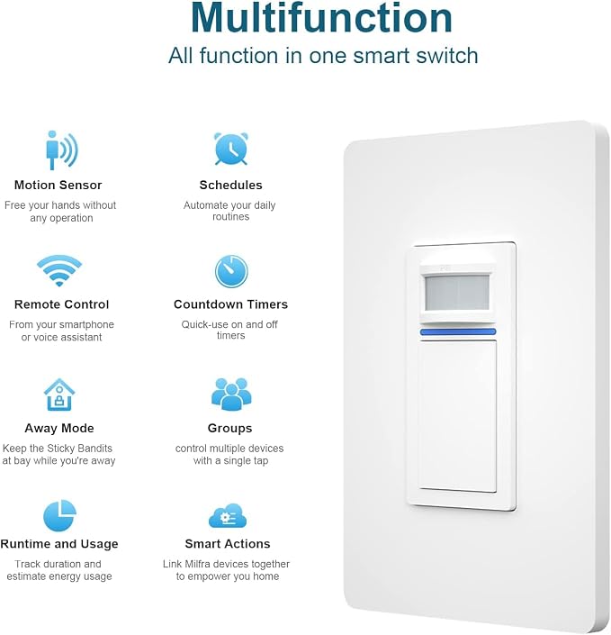 Nexete Smart Wi-Fi Motion Sensor Light Switch, Motion Detector PIR Infrared - Image 4