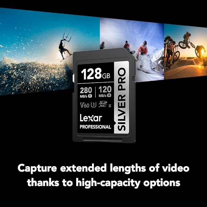 Lexar 128GB Professional SILVER PRO SD Card, Full HD, - Image 3