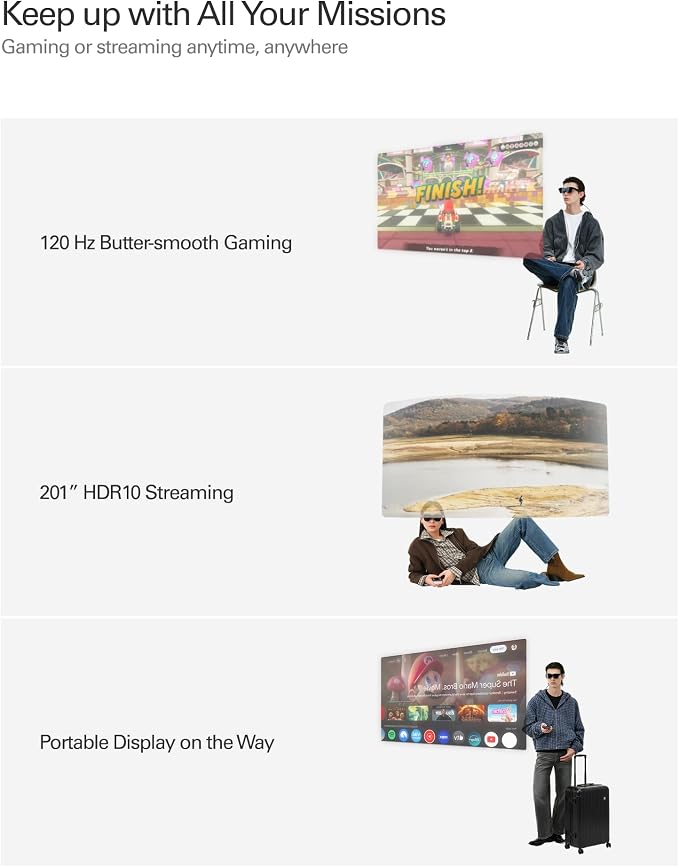 RayNeo Air 4 Pro AR/XR Glasses, HDR10 201" Virtual Display, 120Hz 3D Movie & - Image 9