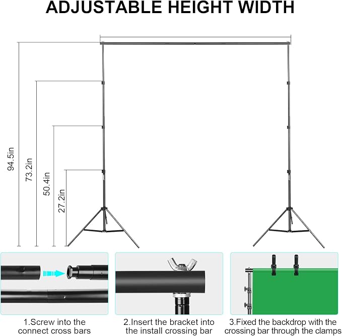 Photography Lighting kit with Backdrops, 8.5x10ft Backdrop Stands, UL Certified - Image 6