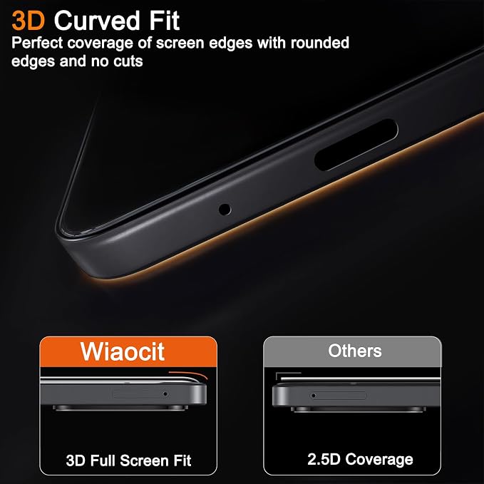 Wiaocit 3 Pack Tempered Glass Privacy Screen Protector - Image 5