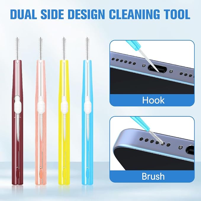 Charging Port Cleaner, Anti-Clogging Mini Brushes & Hook Dual Side Phone Cleaner - Image 3