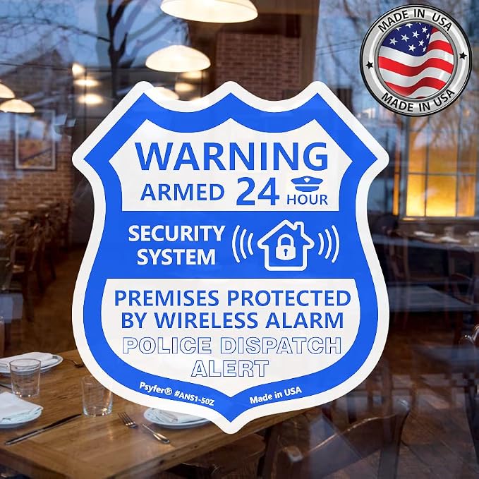 Psyfer® 6 Pack - Small Alarm Security Outdoor UV Window Stickers - Image 8