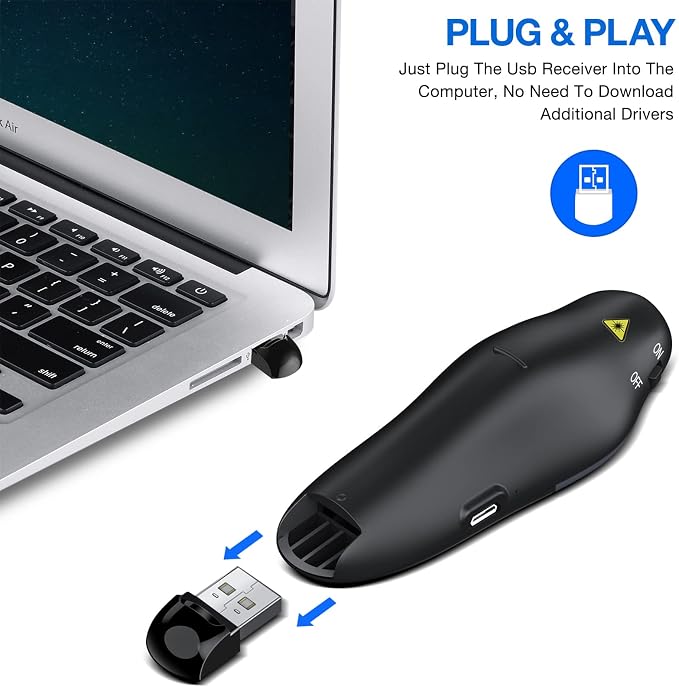 Rechargeable Presentation Clicker Wireless Presenter Remote USB Control - Image 3