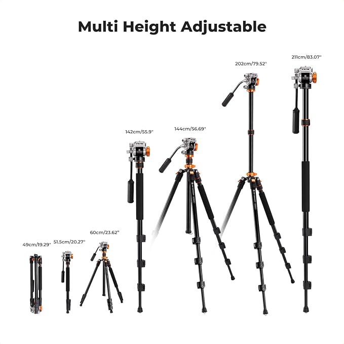 K&F CONCEPT 83" Camera Video Tripod - Image 7