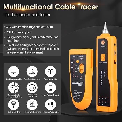 Cable Tracer Ethernet Network Cable Tester RJ45 RJ11 - Image 3