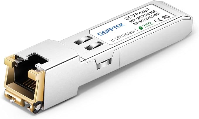 QSFPTEK 10GBASE-T SFP+ to RJ45 Module, 10Gb Copper RJ-45, Mini gbic SFP to by QSFPTEK
