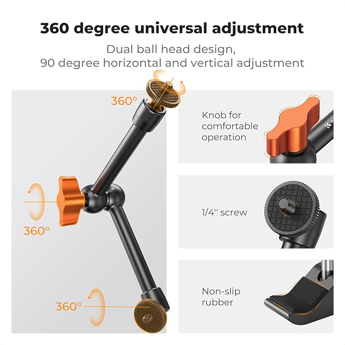 K&F CONCEPT 9.8" Magic Arm Clamp Kit - Image 3