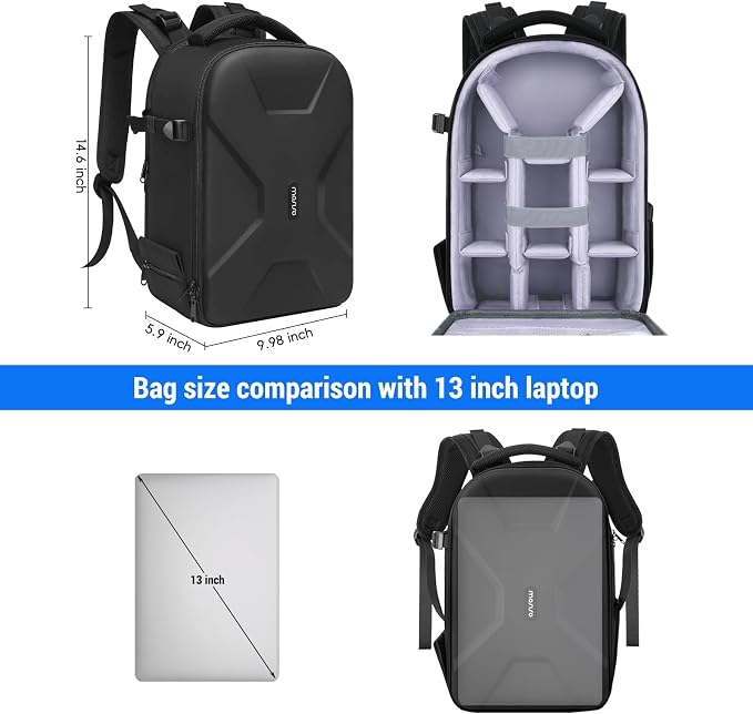 MOSISO Camera Backpack, DSLR/SLR/Mirrorless Photography Camera Bag Full Open - Image 4