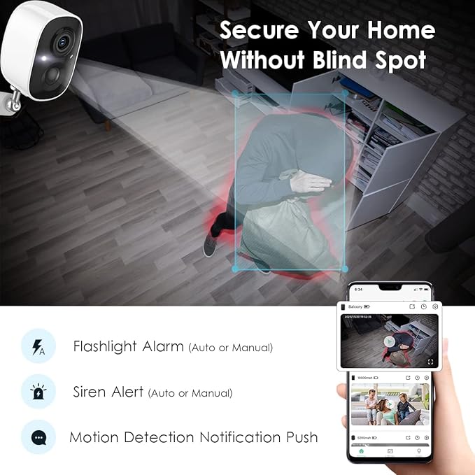 GMK Security Cameras Wireless Outdoor 4 Pack, 2K Battery Powered Cameras - Image 4