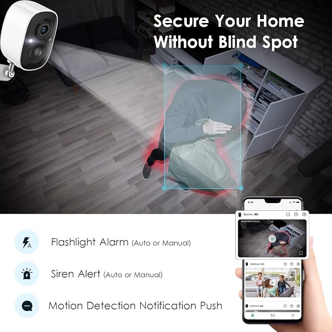 GMK Solar Security Cameras Wireless Outdoor, - Image 4