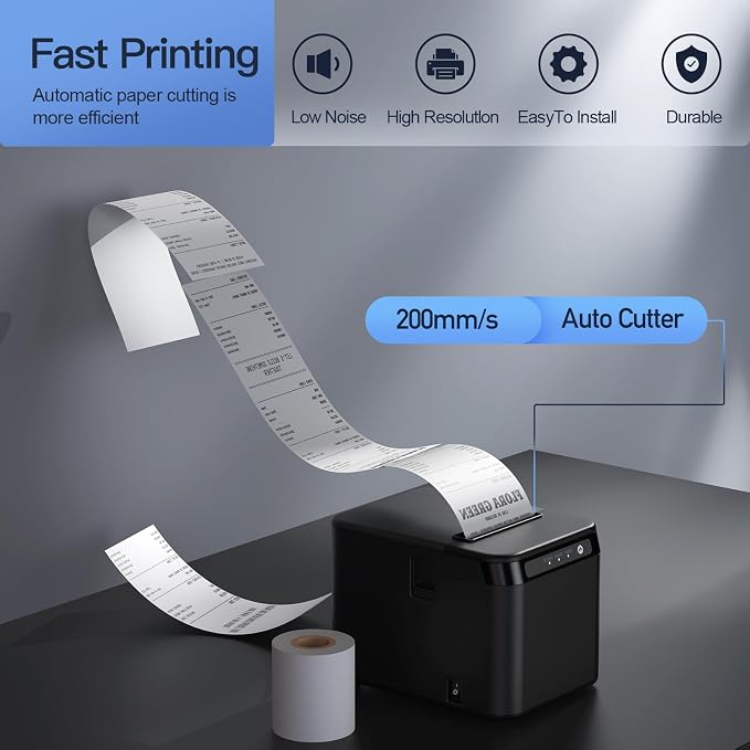 BISOFICE 80mm Receipt Printer ESC/POS Thermal Printer Desktop Direct Print - Image 2
