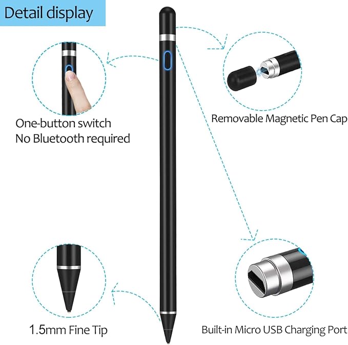 Stylus Pen for Touchscreen, DOGAIN iPad Pencil 1.5mm Fine Point Rechargeable - Image 5