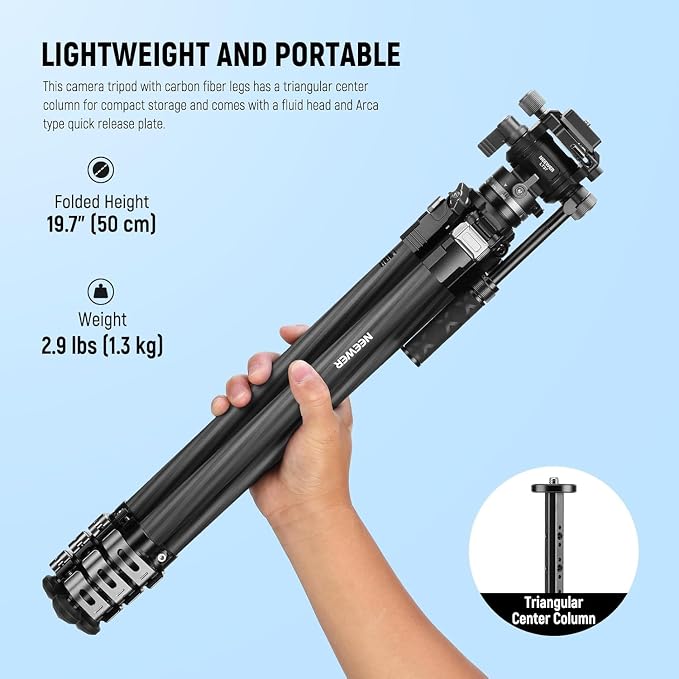 NEEWER 60.4" Travel Tripod Carbon Fiber - Image 2