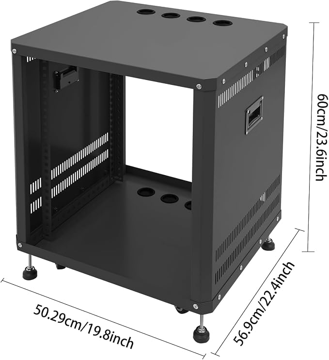 12U Home Audio & Video Stage Stereo Equipment Storage Cabinet Stand On Wheels - Image 6