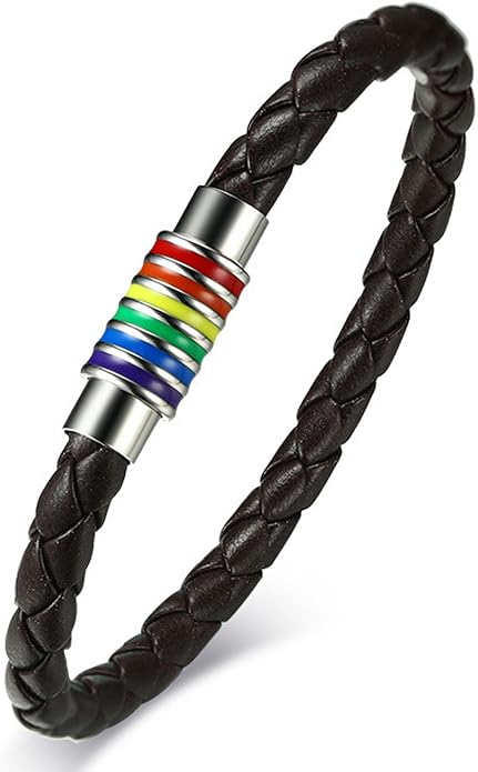 Nanafast Titanium Stainless Steel Rainbow LGBT Pride Bracelet Handmade Braided - Image 3