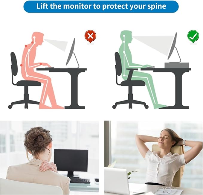 gianotter 2-Tier Metal Monitor Stand Riser, Office Desk Storage Organizer - Image 4