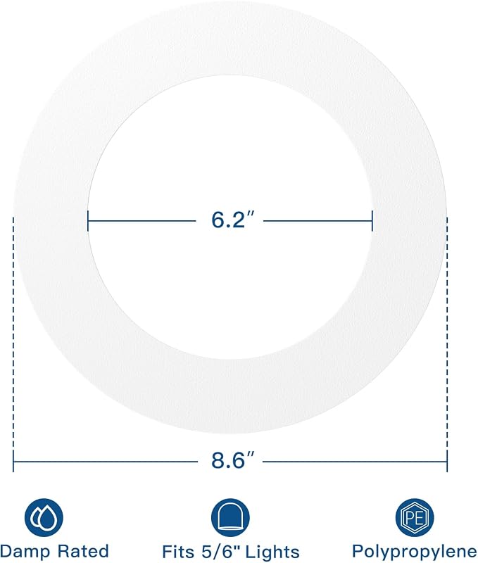 Amico 6 Pack Goof Rings for 6 Inch Recessed Lights, Can Light Trim Ring Cover - Image 2