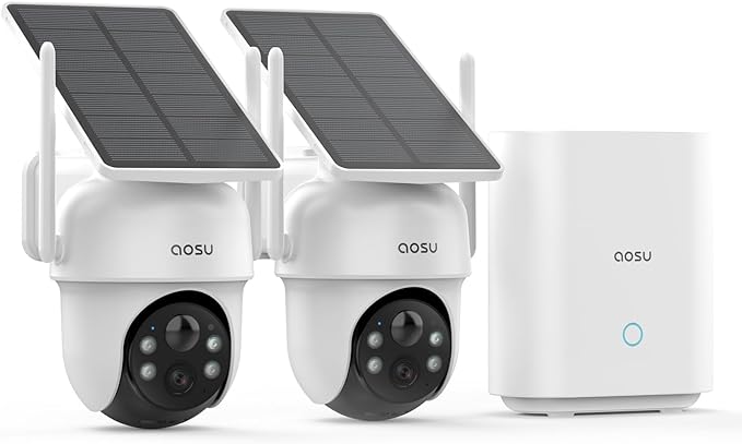 aosu Security Cameras Outdoor Wireless, 2 Cam-Kit, No Subscription Required by AOSUSecurityOffical
