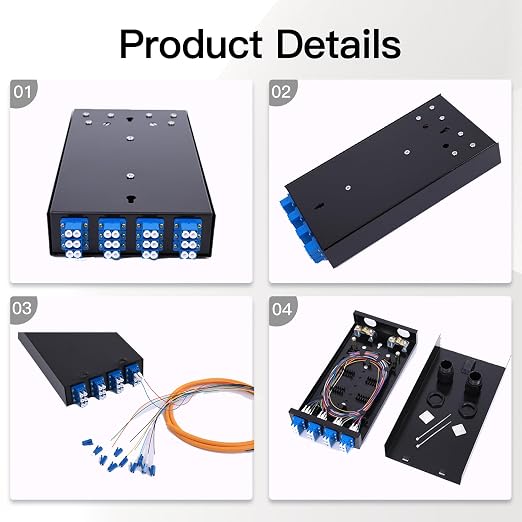 Duplex Fiber Enclosure with 24 Port LC-OS1 Box, LC-OS1 Cables, Wall Mount - Image 3