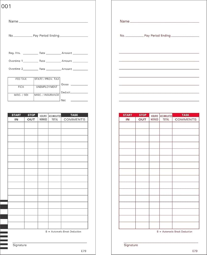 1000 Lathem 7000E and 7500E Time Clock Cards, E79 Compatible by COMPUMATIC