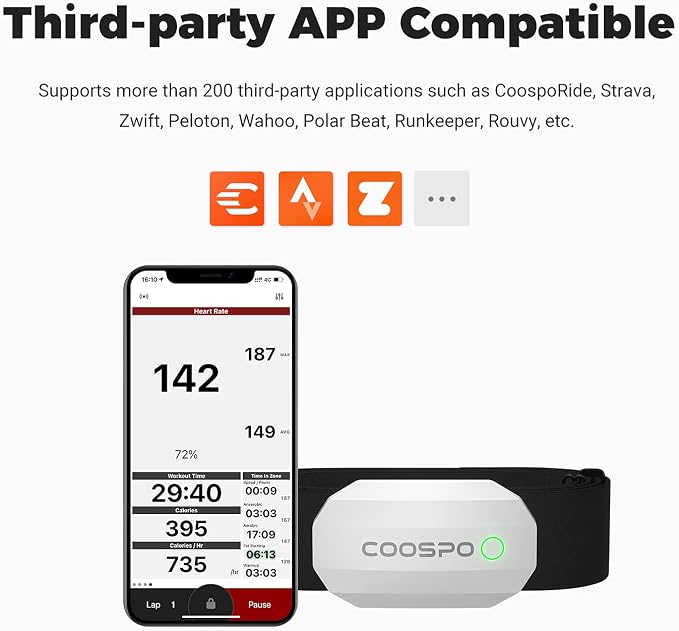COOSPO Bluetooth Heart Rate Monitor Chest Strap H808S, ANT+ BLE HR Monitor Chest - Image 5