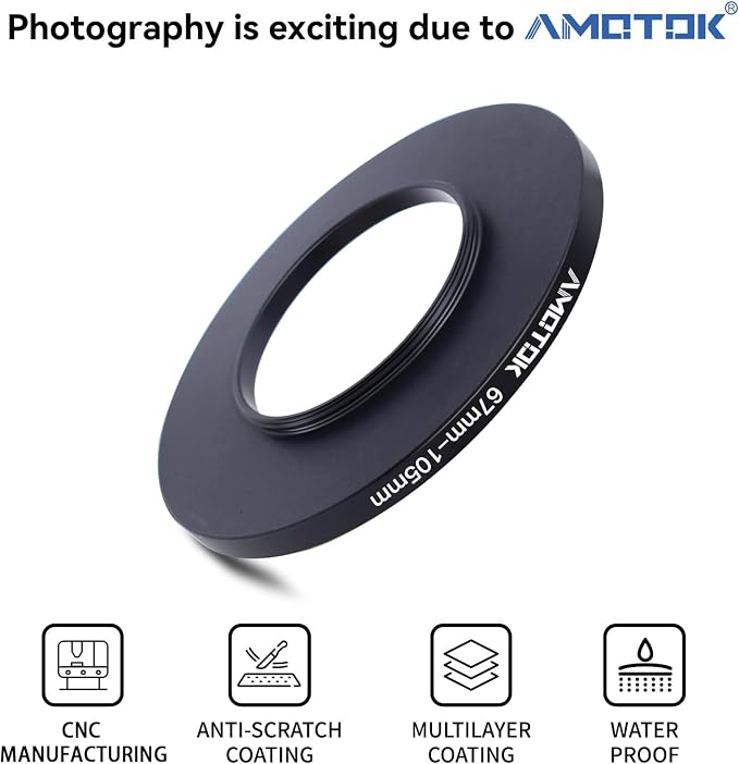67mm Lens to 105mm Camera Lens Adapter, 67mm-105mm Filter Step up Rings - Image 2