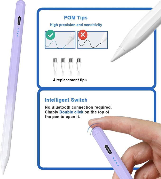 Stylus Pens for Touch Screens Power-Display Tablet Pen POM Tip Magnetic Digital - Image 5
