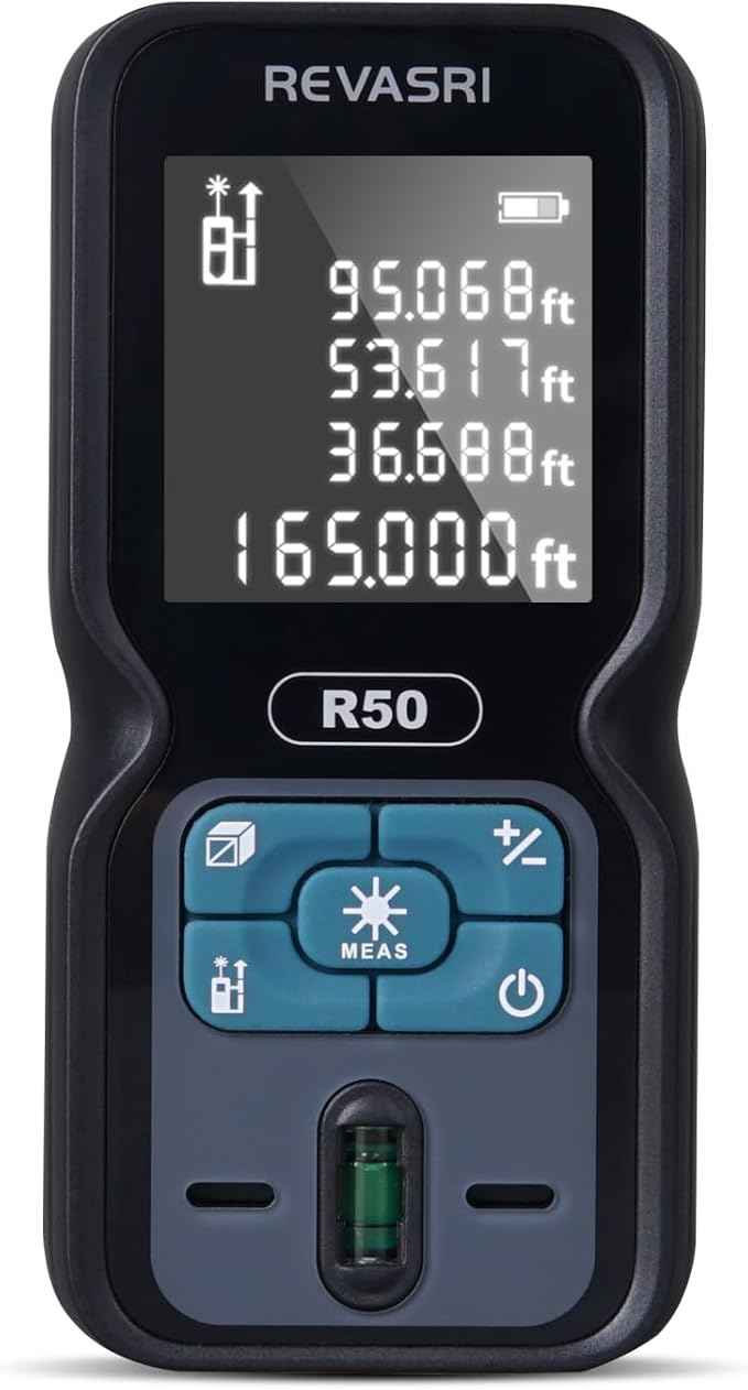 REVASRI Laser Distance Meter, 165 Feet Range, ±1/16inch Accuracy Laser by REVASRI