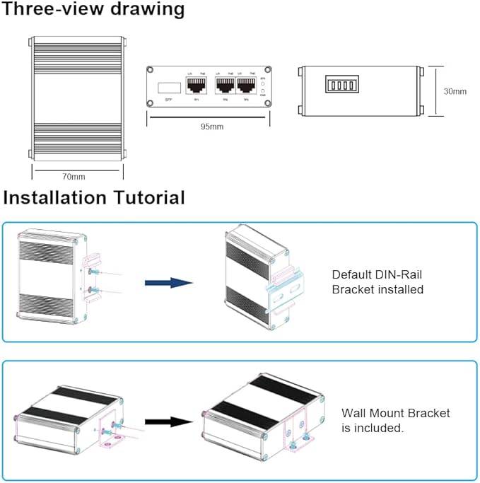 40PCS Throncom Industrial Gigabit 3 Ports PoE Ethernet Fiber Switch Sold by Case - Image 5