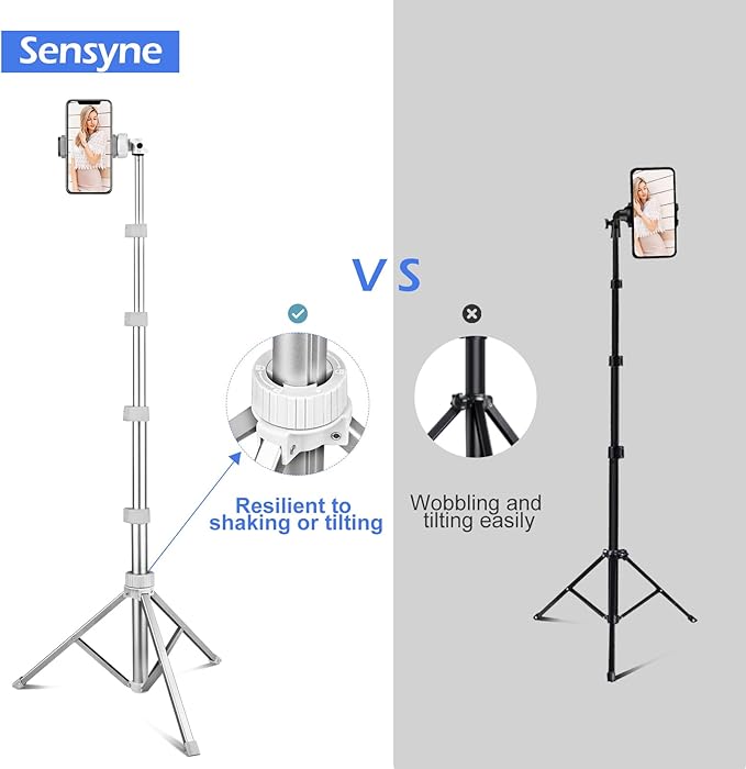 Sensyne 67" Phone Tripod & Selfie Stick, Extendable iPhone Tripod Stand - Image 6