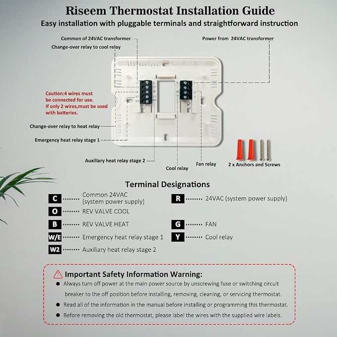 Thermostat for Heat Pump, Programmable Thermostat for Home, Single-Stage Systems - Image 6