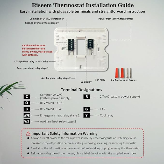Thermostat for Heat Pump, Programmable Thermostat for House, Single-Stage - Image 6