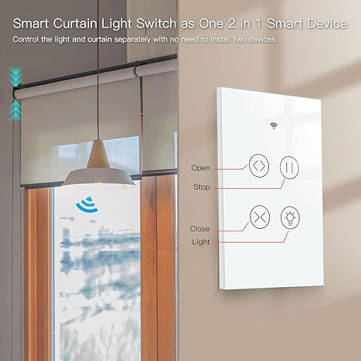 MOES 2.4GHz WiFi RF Smart Curtain Light Touch Switch Glass Panel Backlight - Image 4