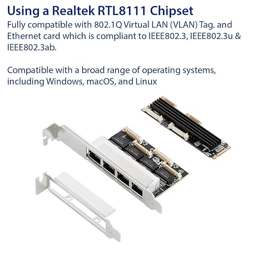 IO CREST 4 Ports Gigabit M.2 M+B Key Ethernet Card SI-PEX24092 - Image 3